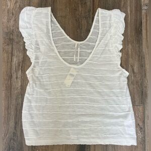 White Ruffled Sleeve Women's Top